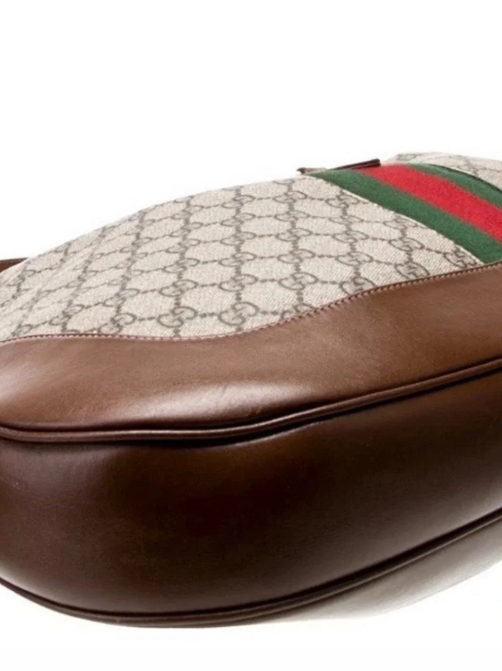 Gucci Brown GG Canvas Shoulder Bag with Green and Red Web